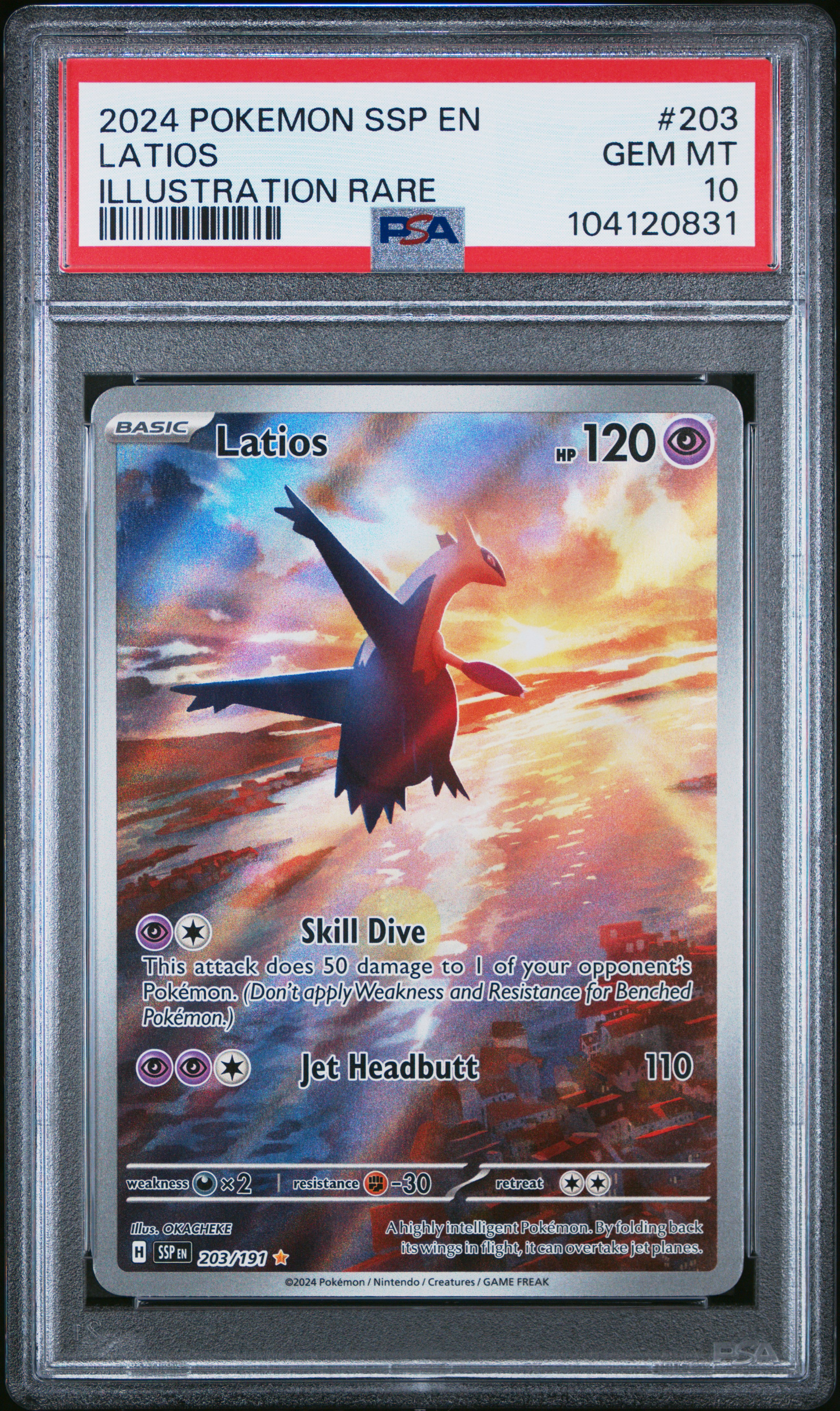 2024 Pokemon Ssp En-Surging Sparks Latios #203 (Illustration Rare) Gem Mt 10 front