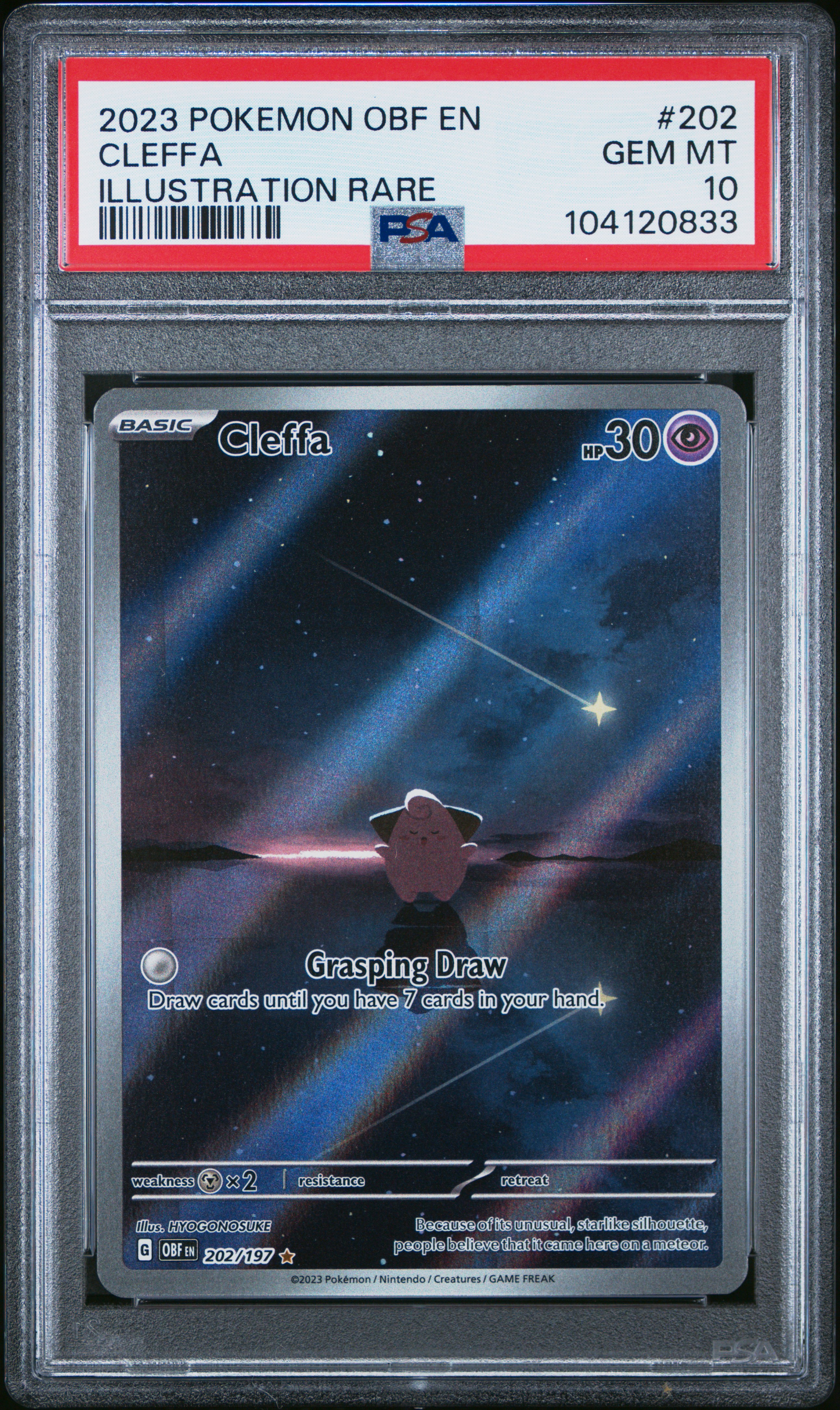 2023 Pokemon Obf En-Obsidian Flames Cleffa #202 (Illustration Rare) Gem Mt 10 front