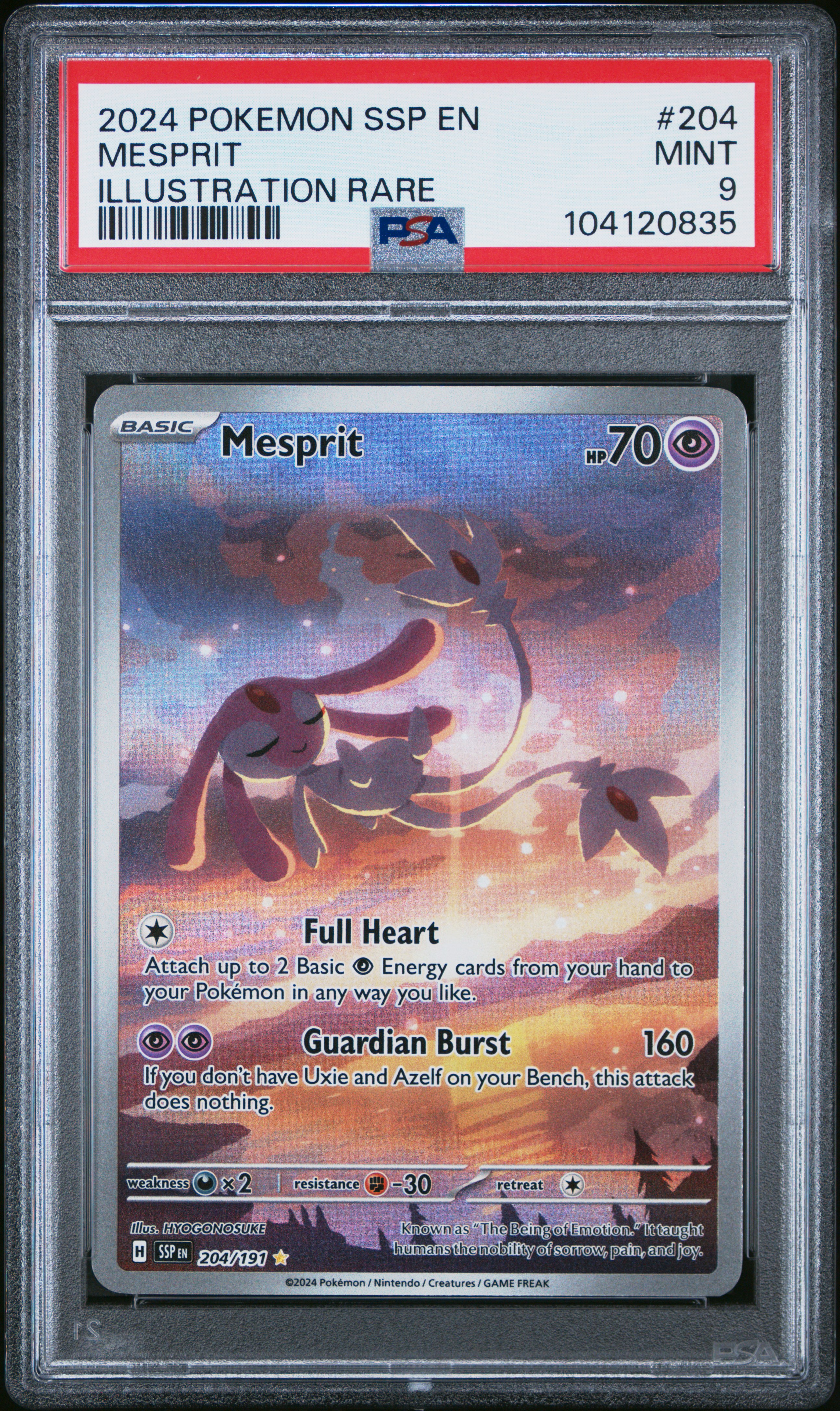 2024 Pokemon Ssp En-Surging Sparks Mesprit #204 (Illustration Rare) Mint 9 front