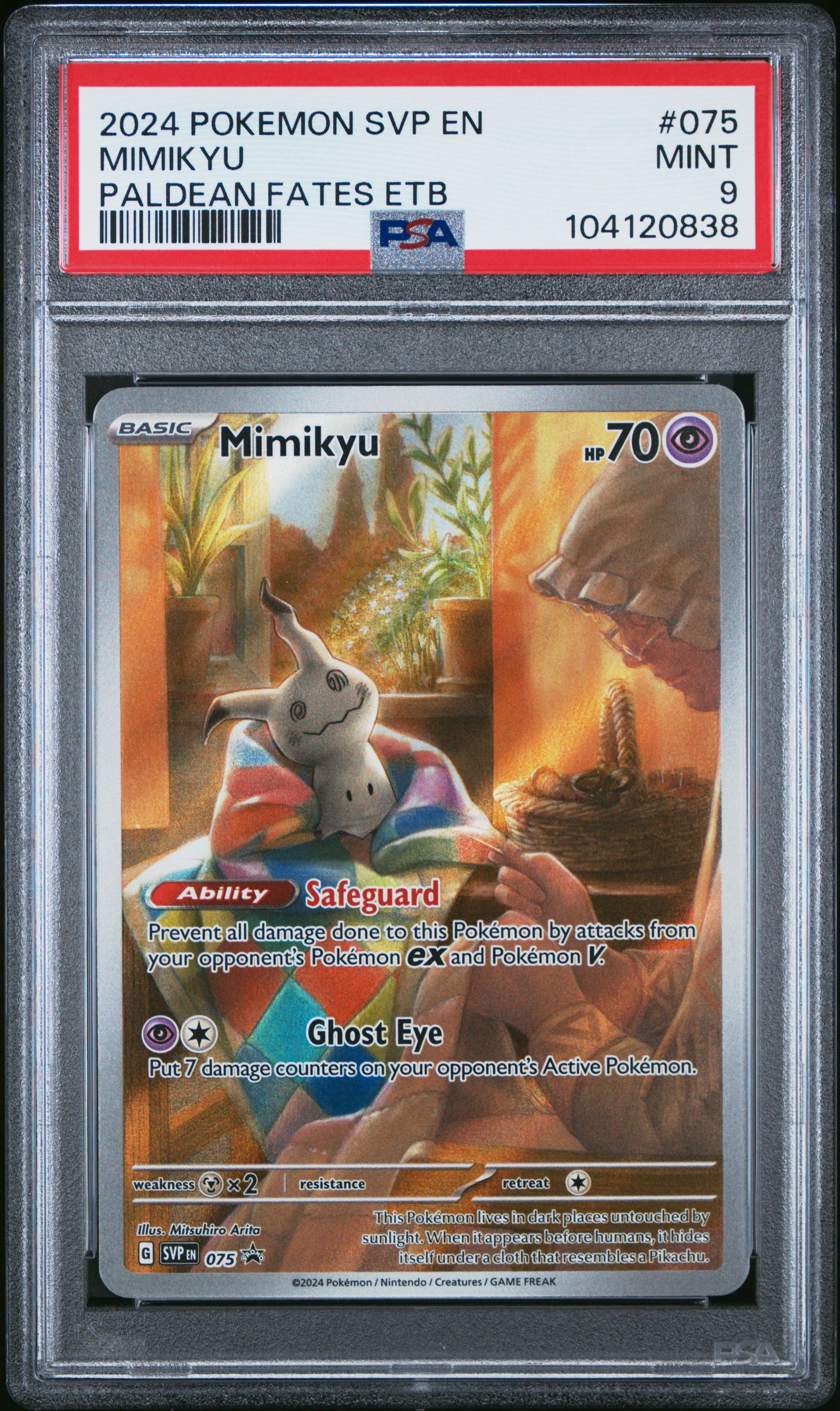 2024 Pokemon Svp En-Sv Black Star Promo Mimikyu #075 (Paldean Fates Etb) Mint 9 front