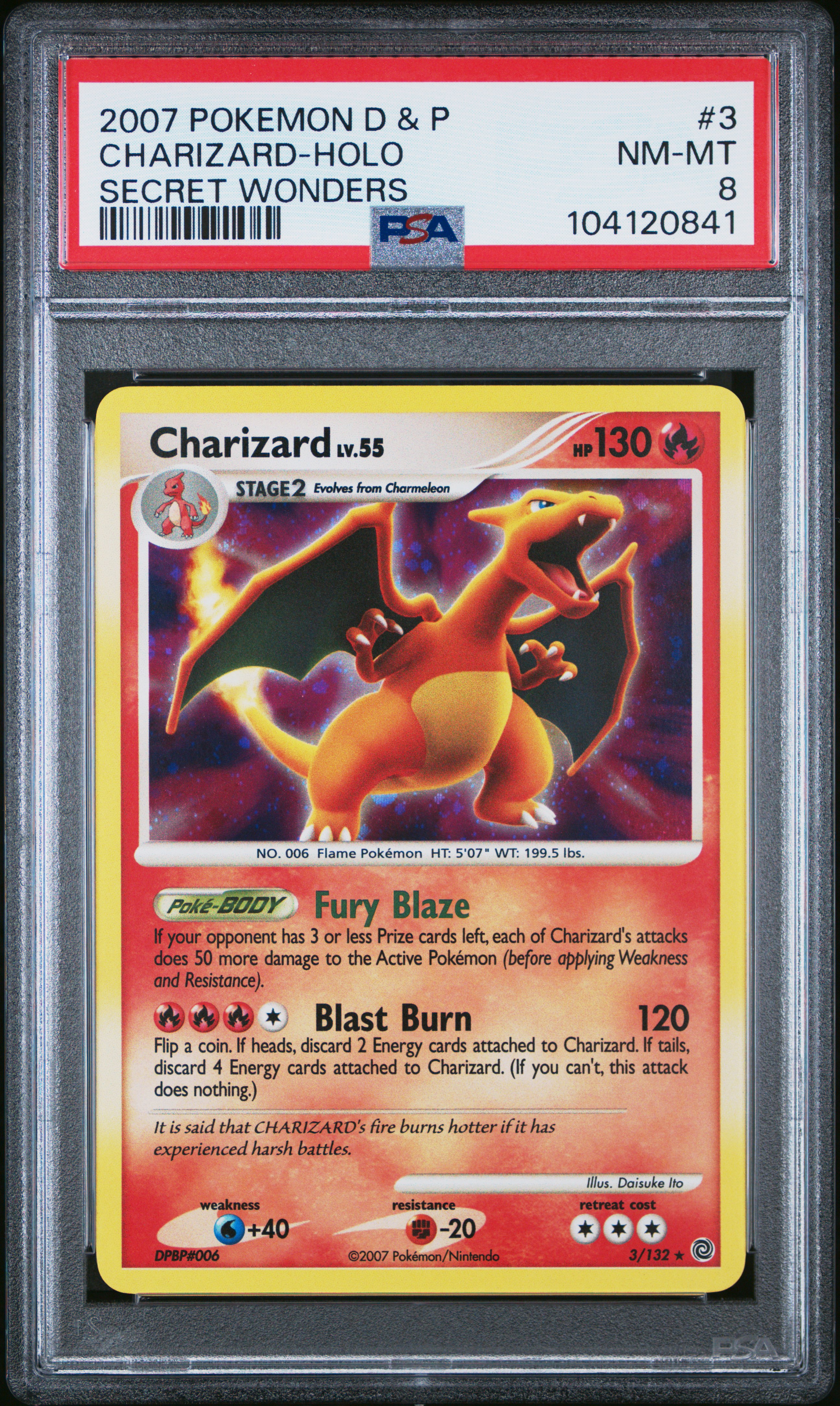 2007 Pokemon Diamond & Pearl Secret Wonders Charizard-Holo #3 (Secret Wonders) Nm-Mt 8 front