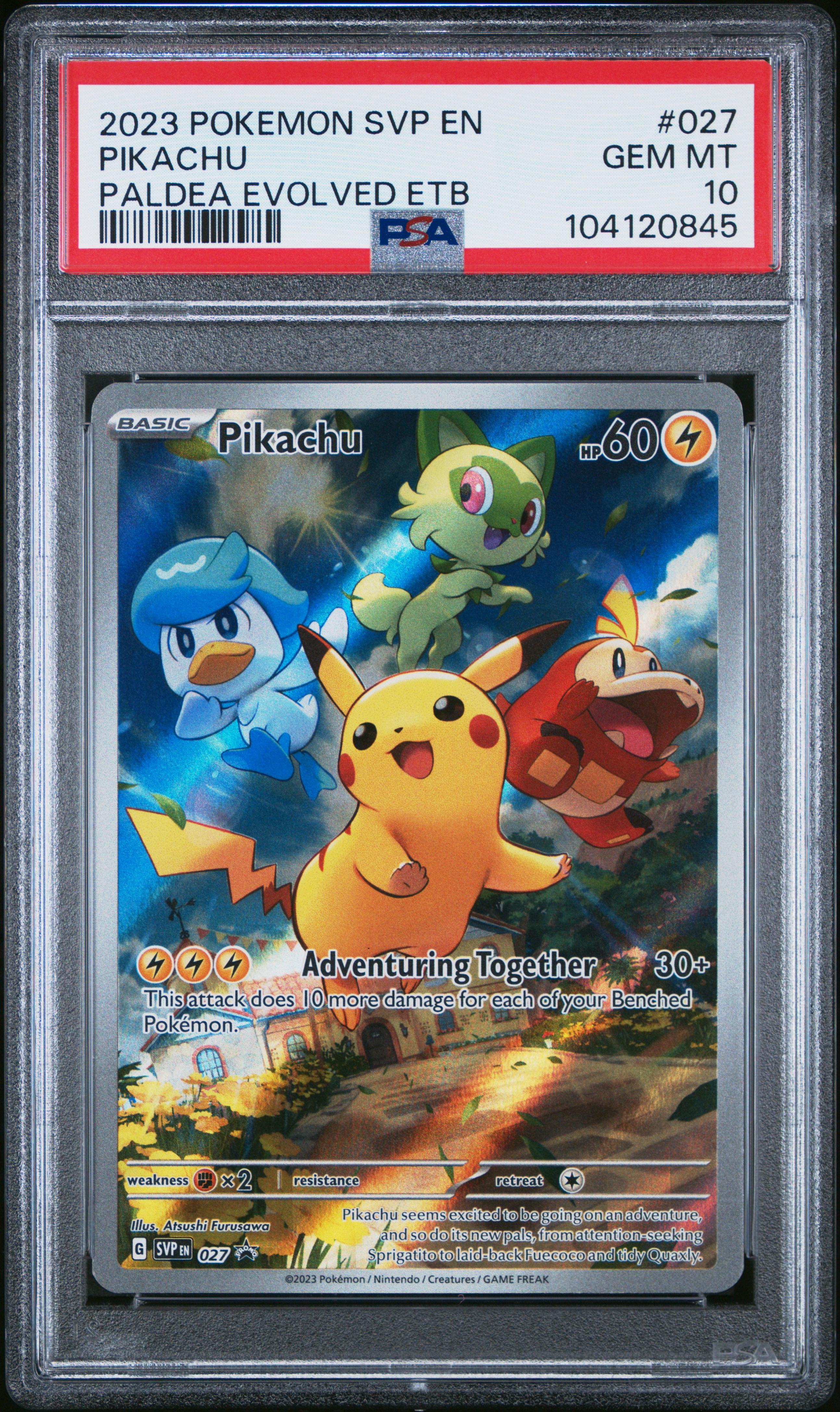 2023 Pokemon Svp En-Sv Black Star Promo Pikachu #027 (Paldea Evolved Etb) Gem Mt 10 front