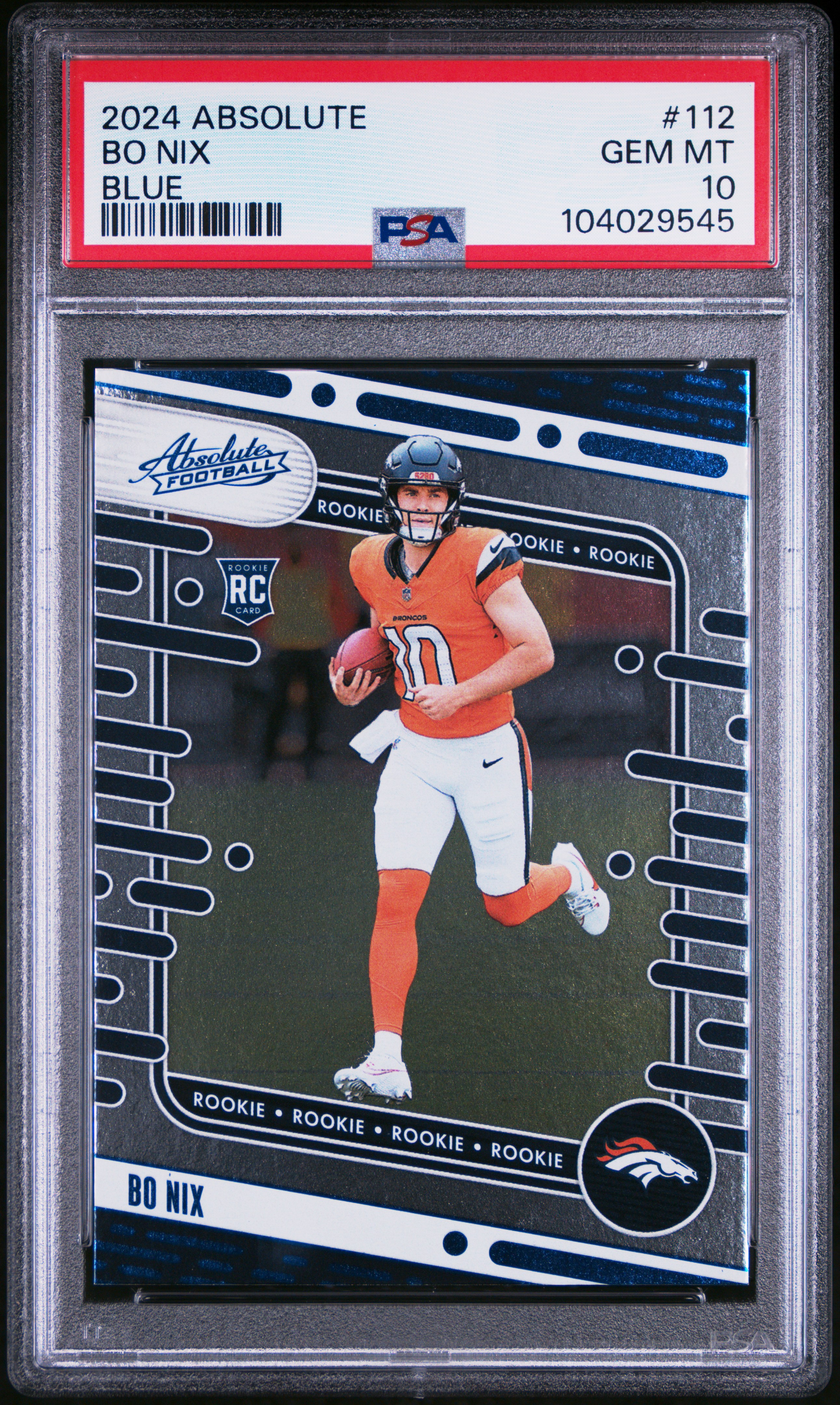 2024 Panini Absolute Bo Nix #112 (Blue) Gem Mt 10 front