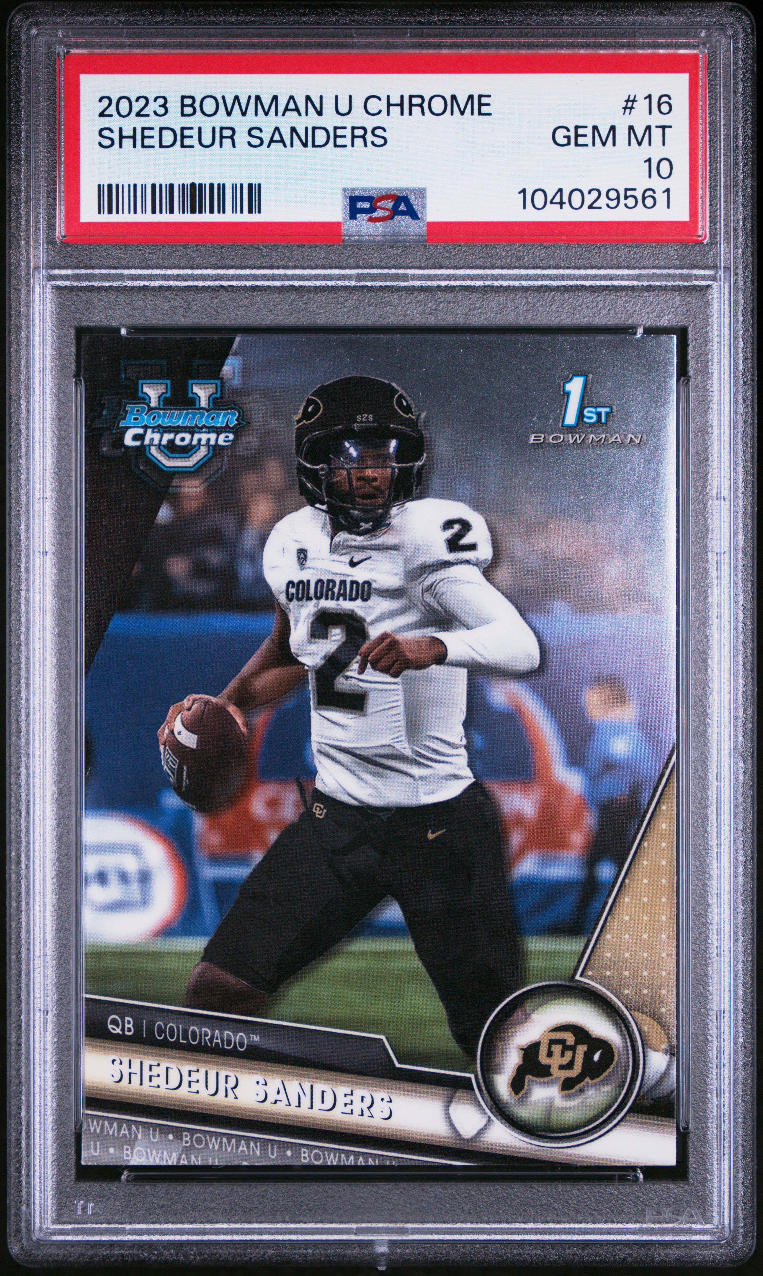 2023 Bowman University Chrome Shedeur Sanders #16 Gem Mt 10 front