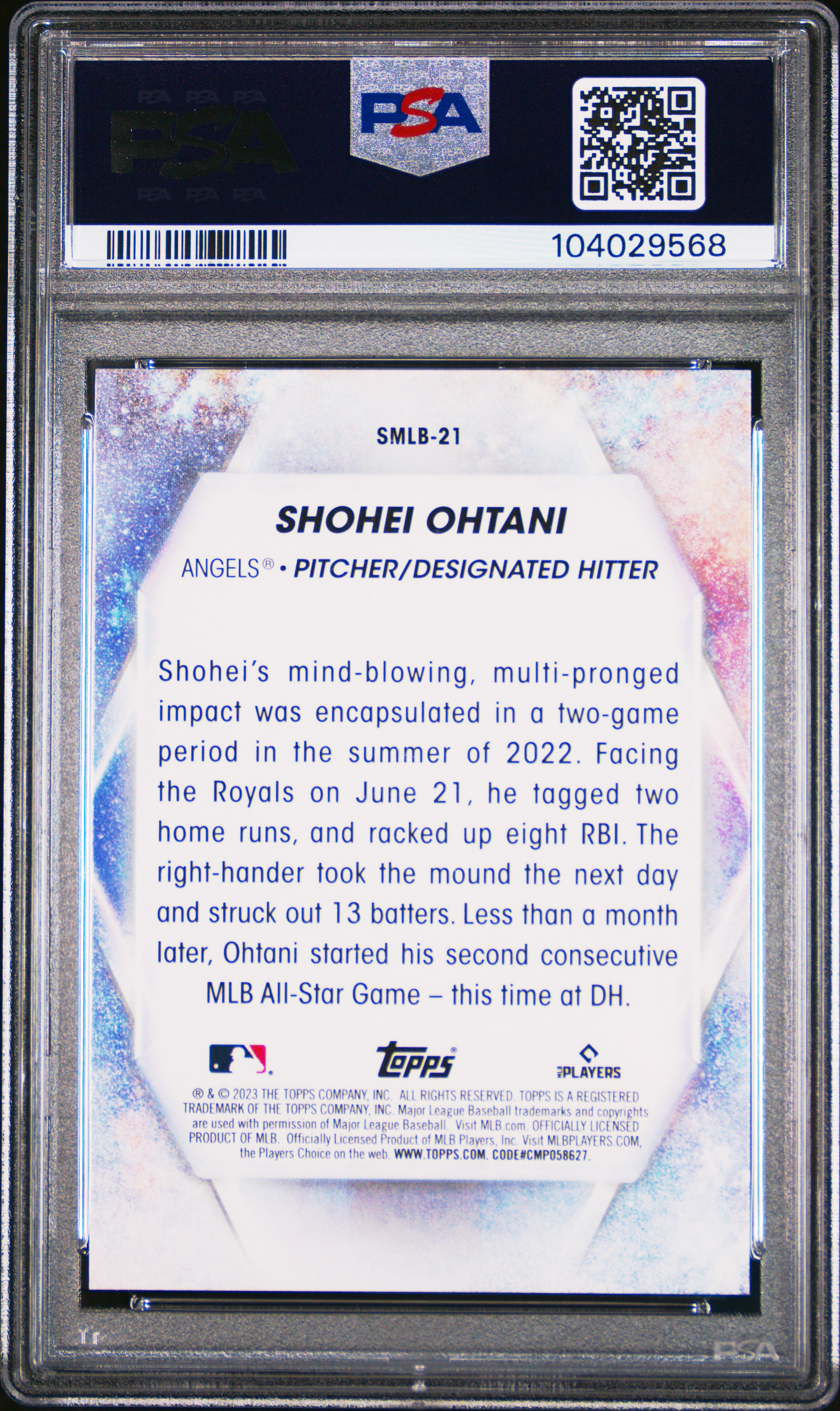 2023 Topps Stars Of Mlb Shohei Ohtani #Smlb21 Gem Mt 10 back