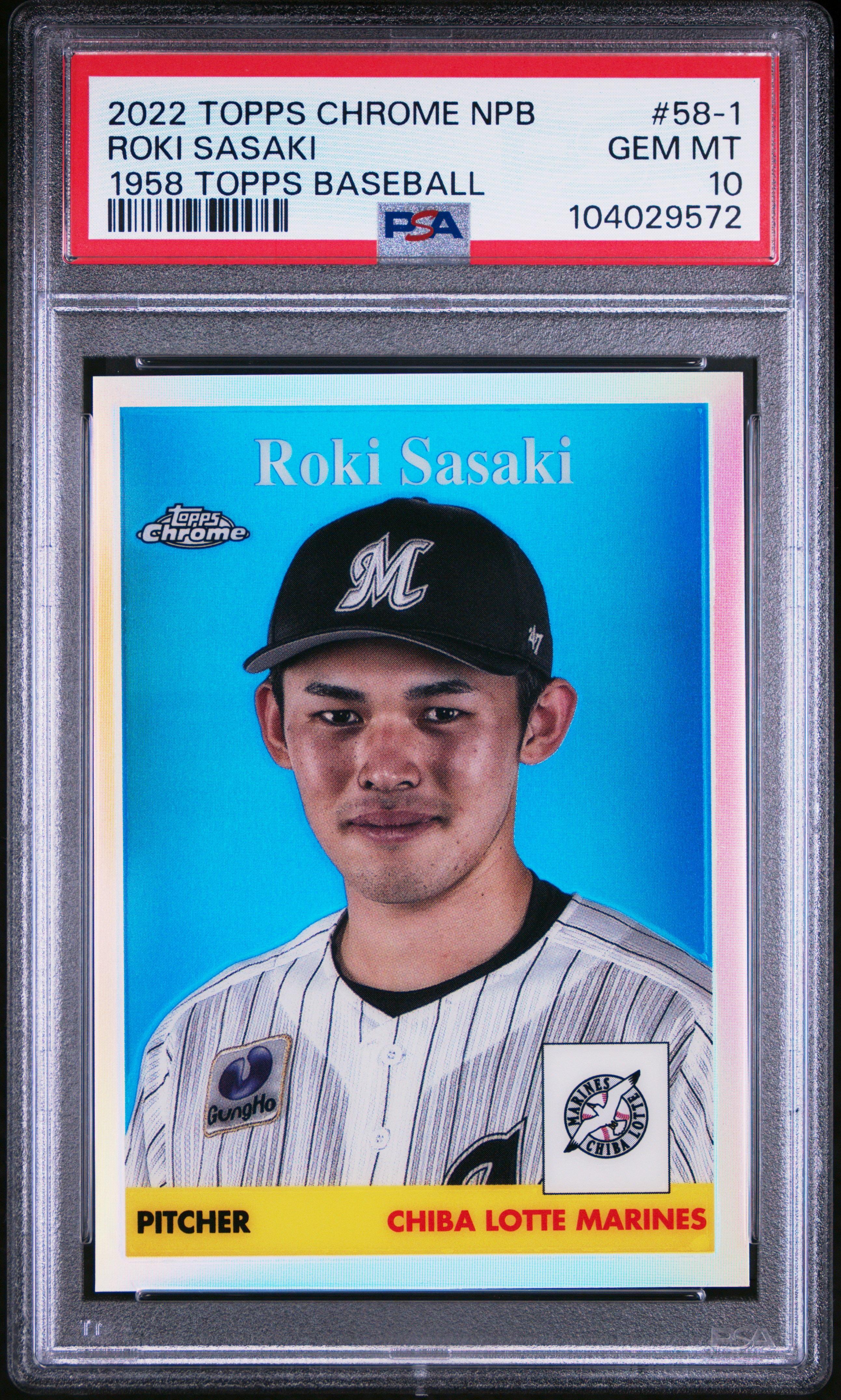 2022 Topps Chrome Nippon Professional Baseball 1958 Topps Baseball Roki Sasaki #58-1 (1958 Topps Baseball) Gem Mt 10 front