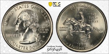 1999-D 25C Delaware MS66