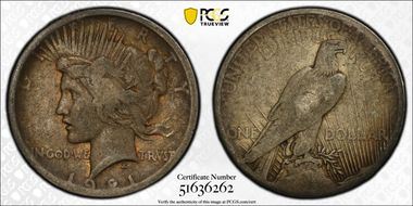1921 $1 High Relief, Peace G4