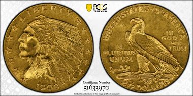 1908 $2.50 MS63