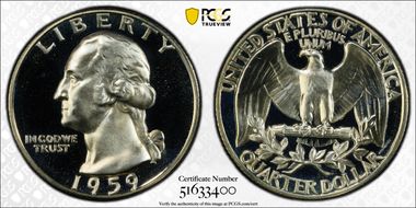 1959 25C PR68+ DCAM