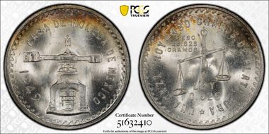 1949-Mo Onza KM-M49a  Ag MS65