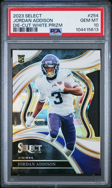 2023 Panini Select Jordan Addison #254 (Die-Cut White Prizm) Gem Mt 10 front
