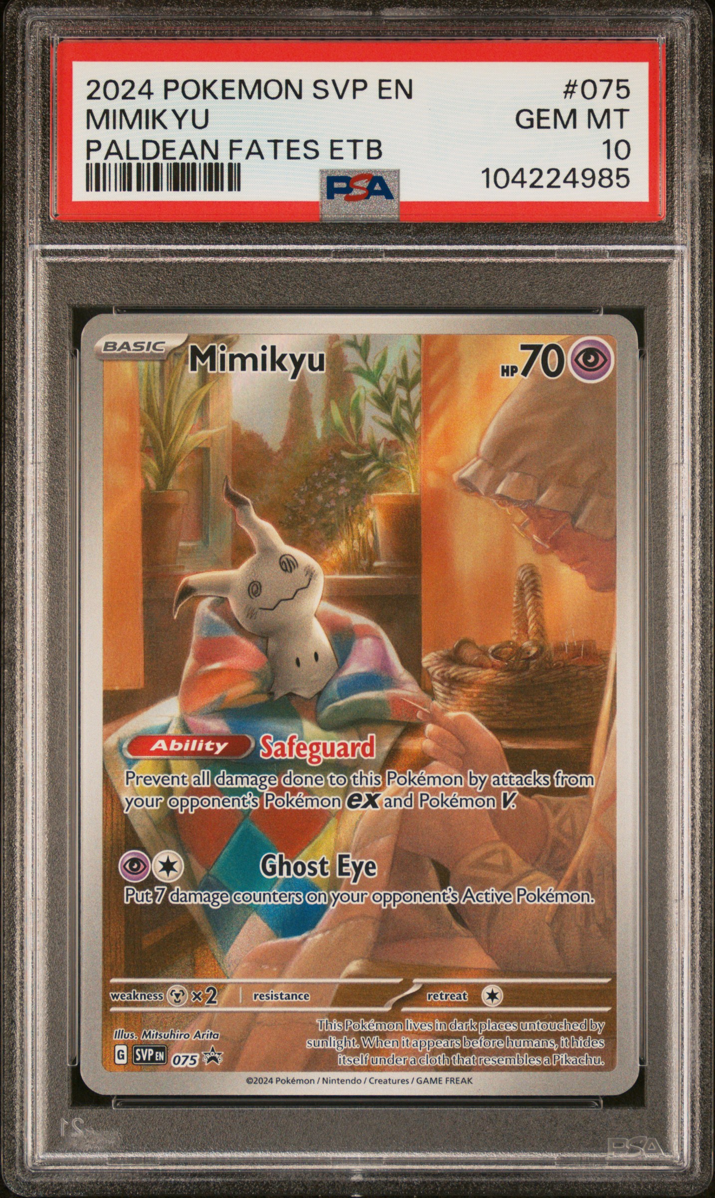 2024 #075 Mimikyu PSA 10 Svp EN-SV Black Star Promo