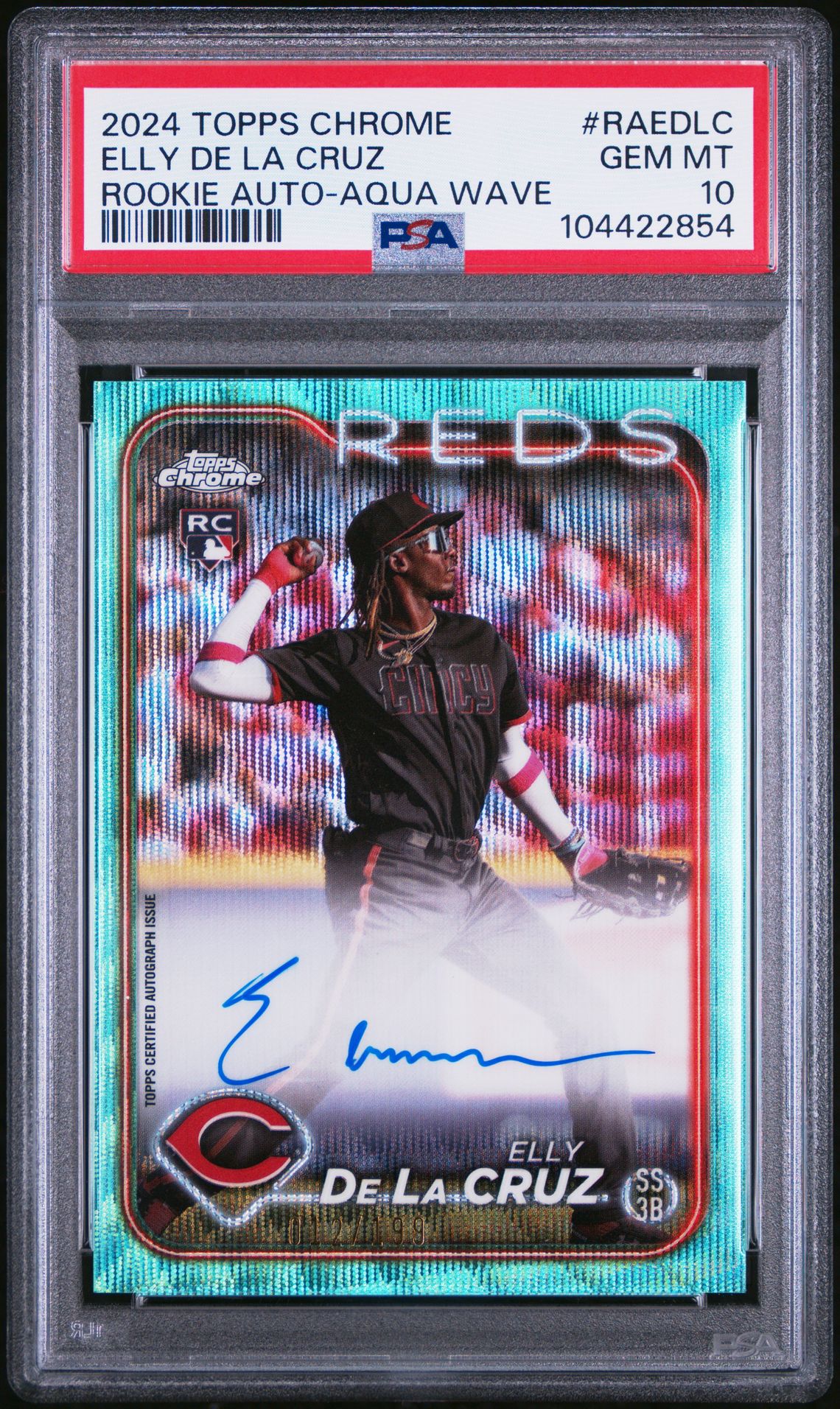 2024 Topps Topps Chrome AQUA WAVE #RAEDLC Elly De La Cruz front