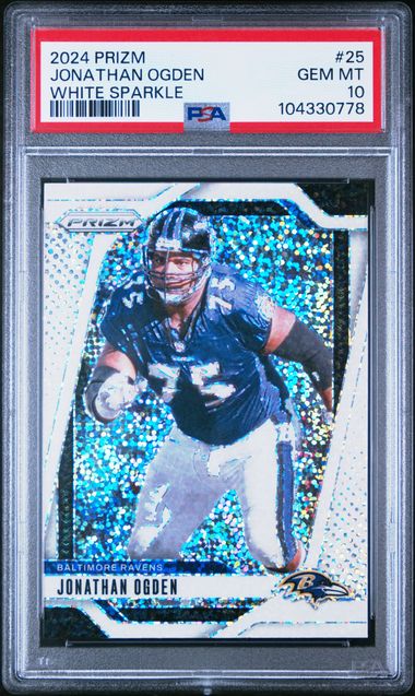 2024 Panini Prizm Jonathan Ogden #25 (White Sparkle) Gem Mt 10 front