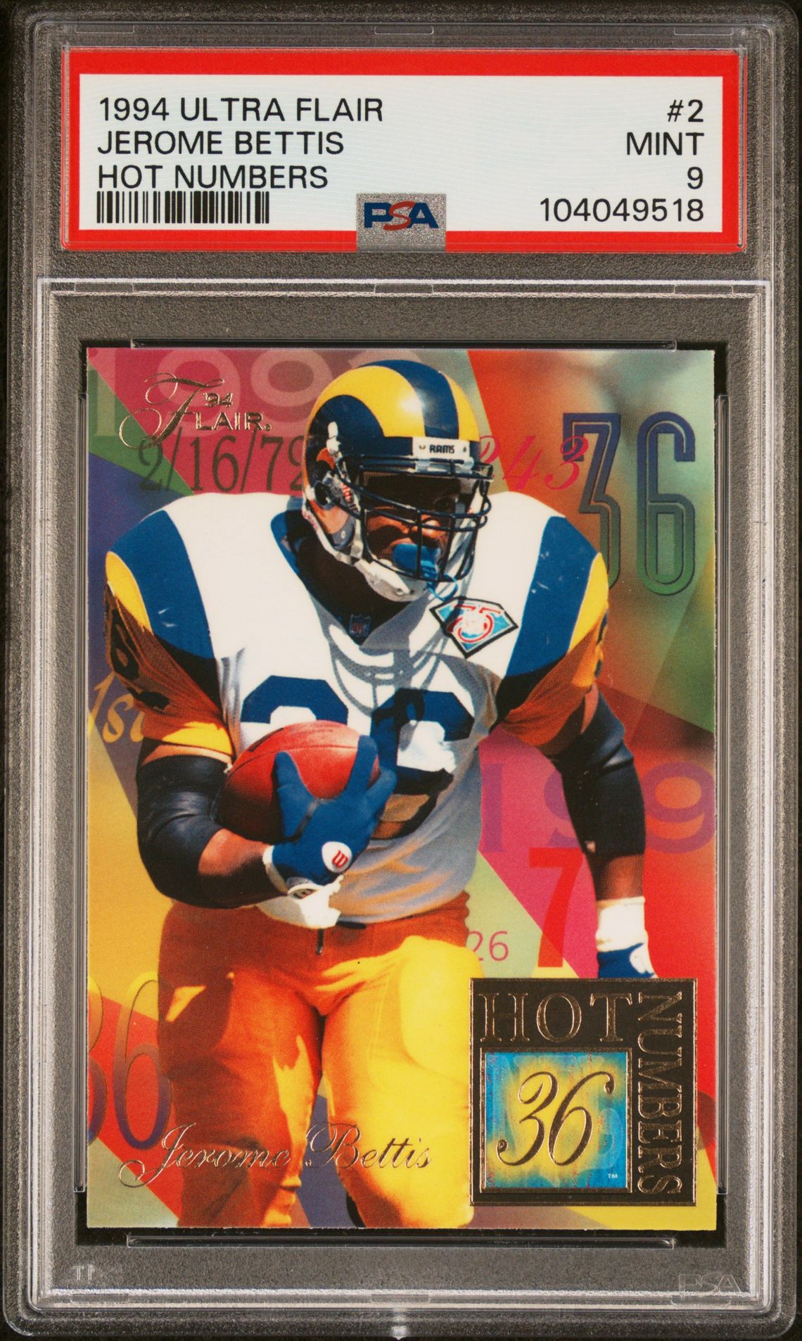 1994 ULTRA FLAIR HOT NUMBERS #2 Jerome Bettis front