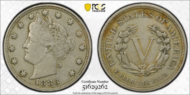 1883 5C No CENTS VF35