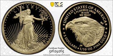 2022-W $5 Gold Eagle PR70DCAM