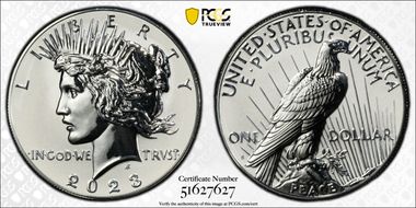 2023-S $1 Peace Dollar Rev PR Two-Coin Reverse Proof Set PR69