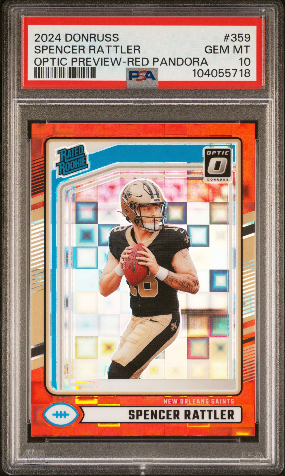 2024 Panini Donruss Spencer Rattler #359 (Optic Preview-Red Pandora) Gem Mt 10 front