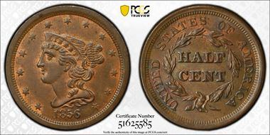 1856 1/2C MS63BN
