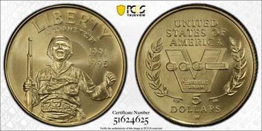 1991-95-W $5 World War II MS70