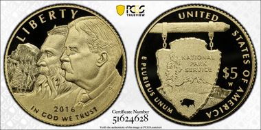 2016-W $5 100th Anniv. Nat'l Parks PR70DCAM