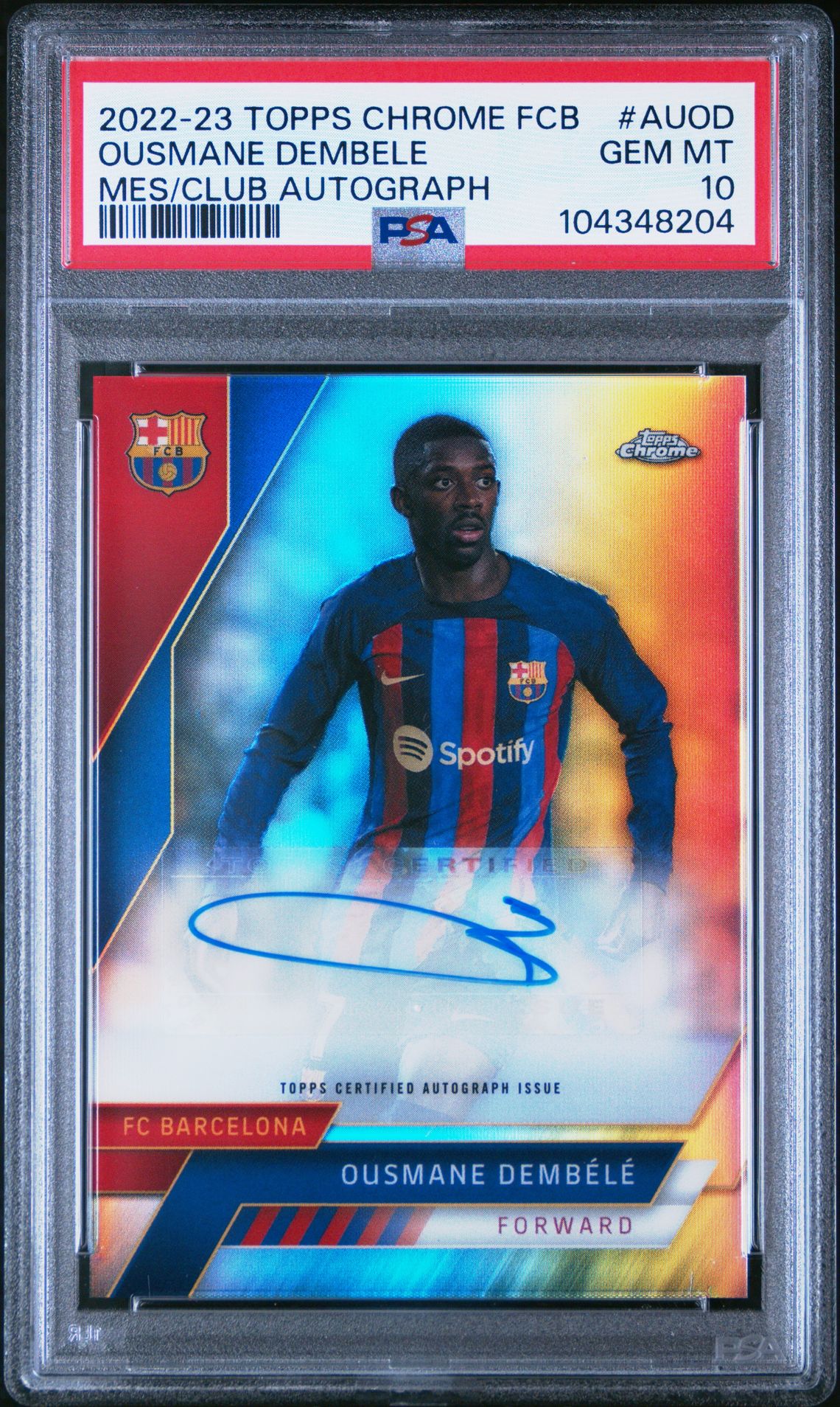 2022 Topps Chrome TOPPS CHROME FC BARCELONA MES QUE UN CLUB AUTOGRAPHS #AUOD Ousmane Dembele front
