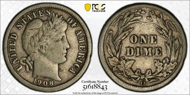 1908-O 10C VF20