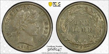 1912-S 10C AU58