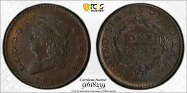 1814 1C S-295, Plain 4 MS62BN