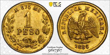 1886-Mo M Peso KM-410.5 AU58