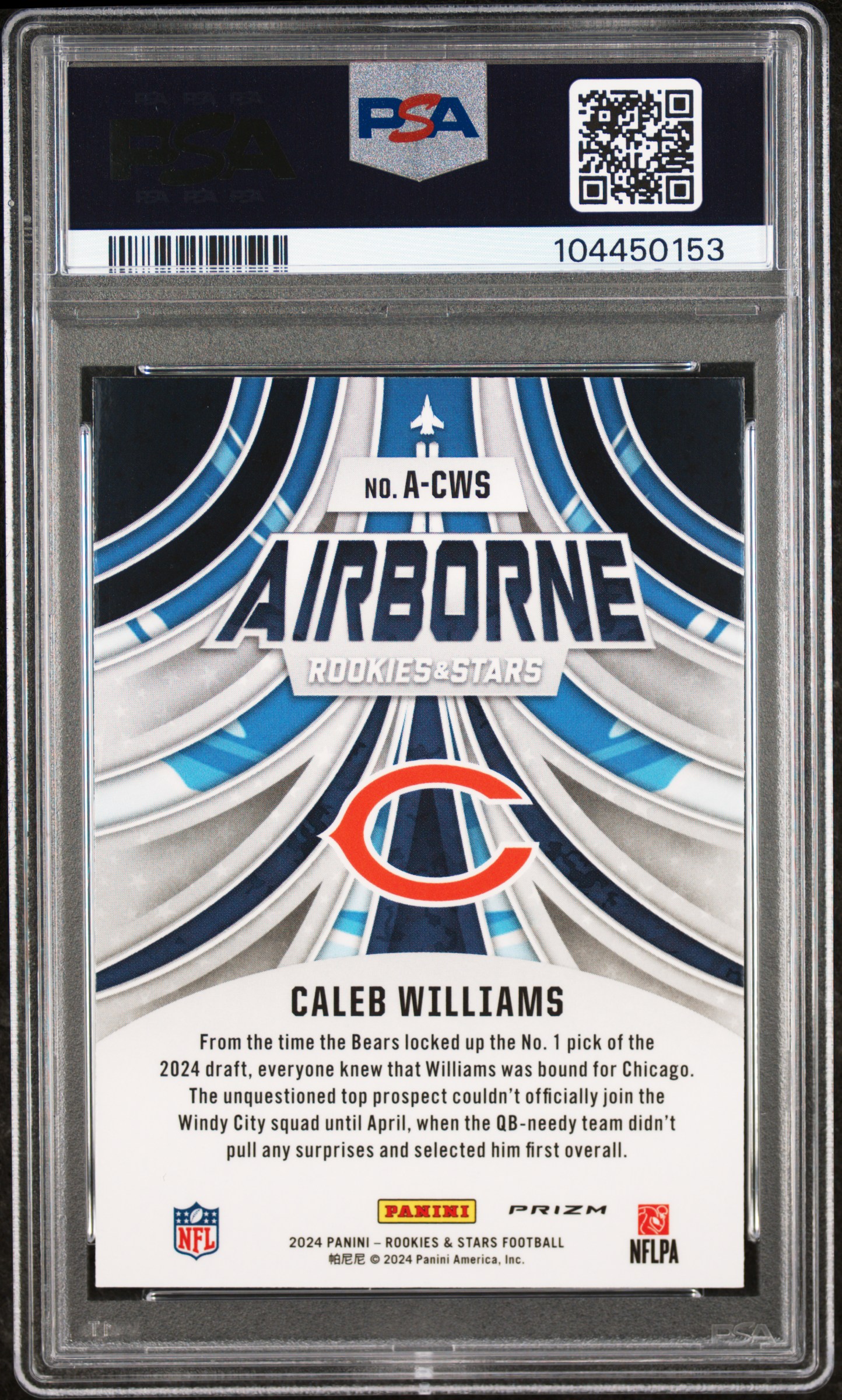 2024 Panini Rookies & Stars Airborne Caleb Williams #Acws (Airborne-Red Plaid) Gem Mt 10 back
