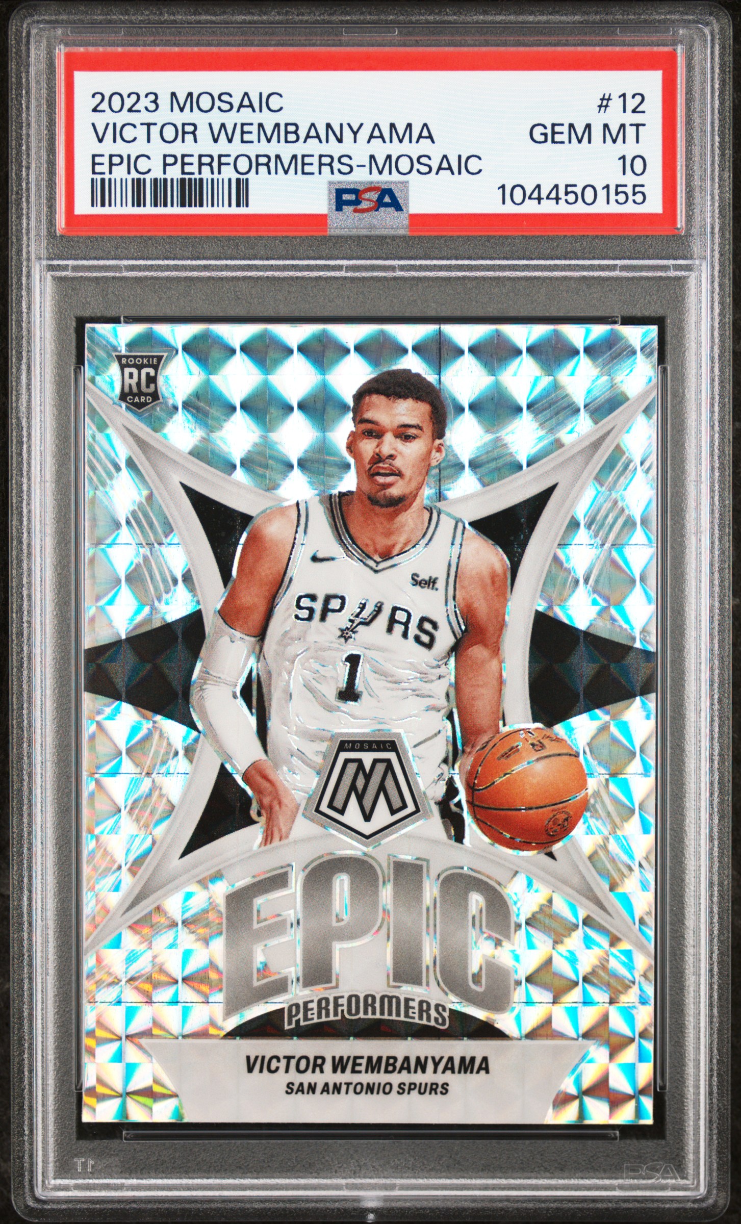 2023 Panini Mosaic Epic Performers Victor Wembanyama #12 (Epic Performers-Mosaic) Gem Mt 10 front