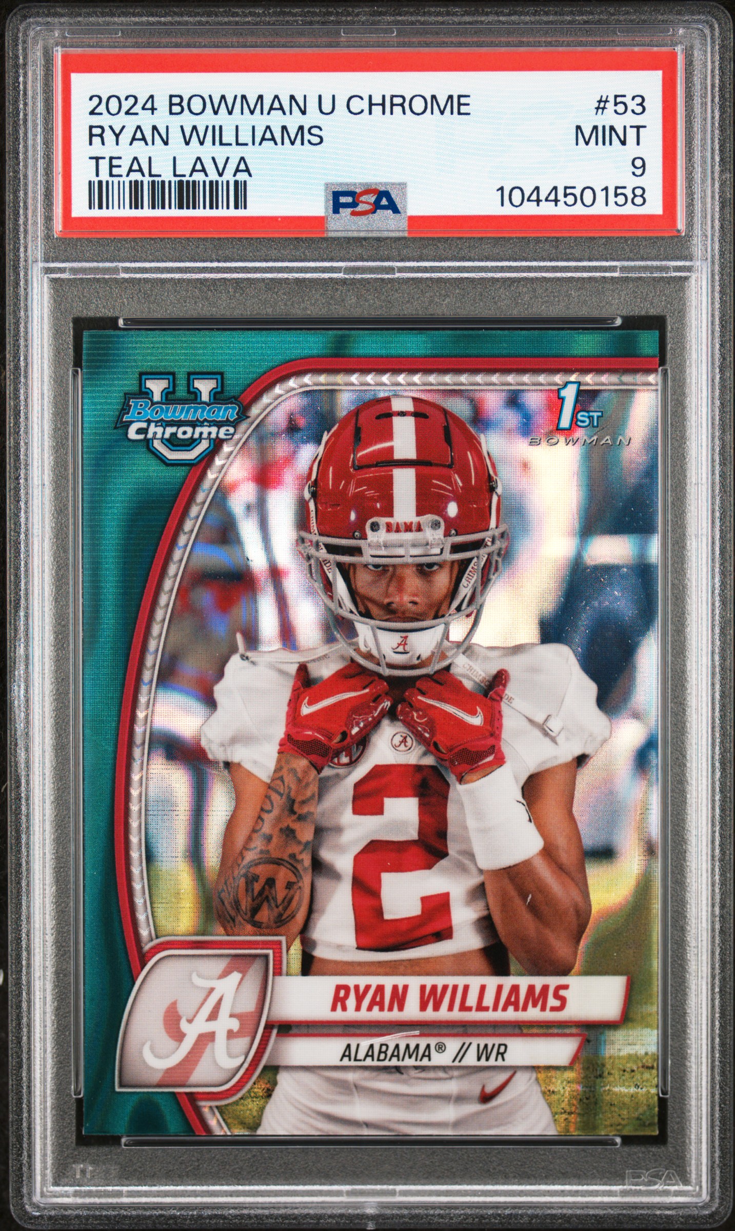 2024 Bowman University Chrome Ryan Williams #53 (Teal Lava) Mint 9 front