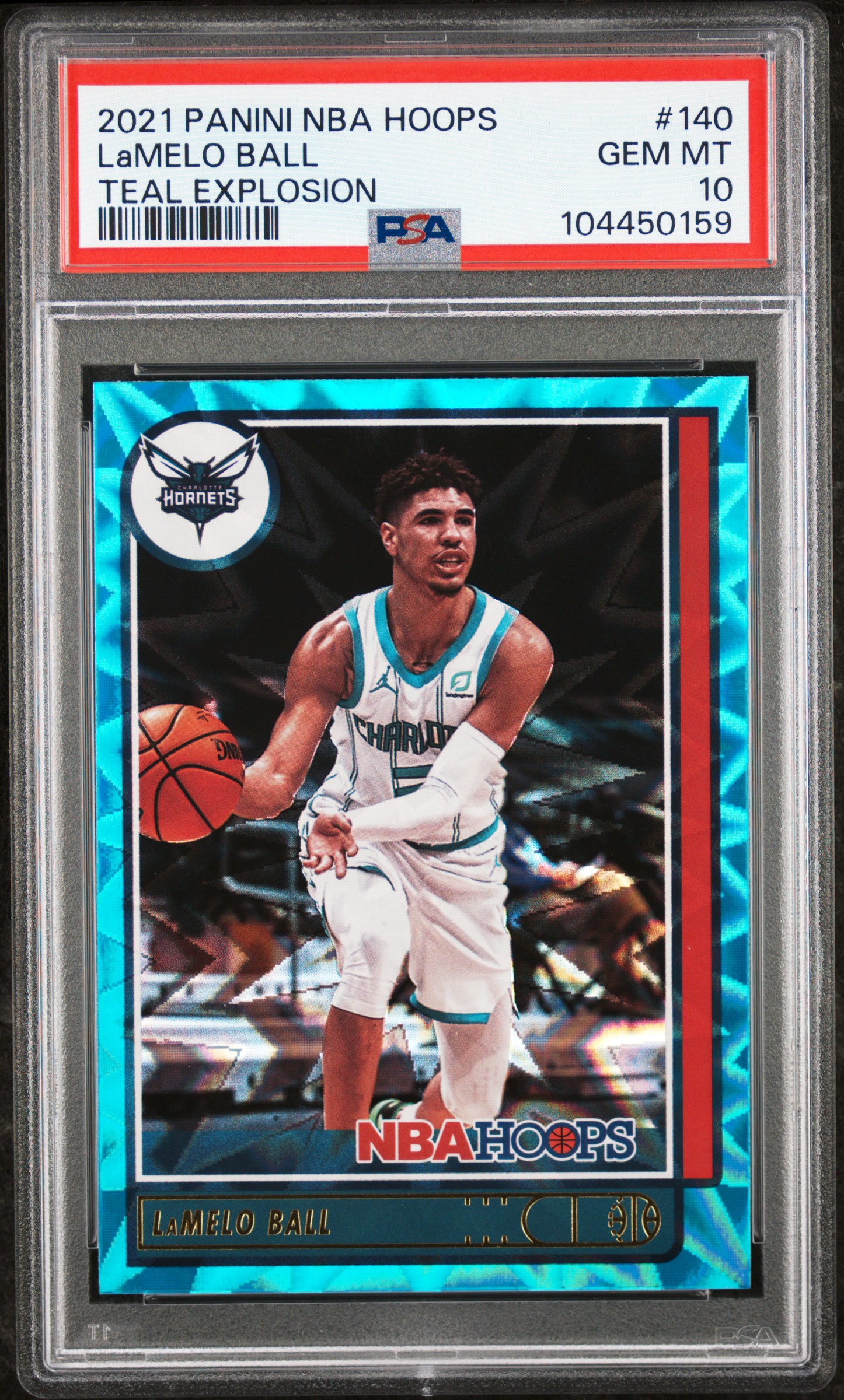 2021 Panini Nba Hoops Lamelo Ball #140 (Teal Explosion) Gem Mt 10 front