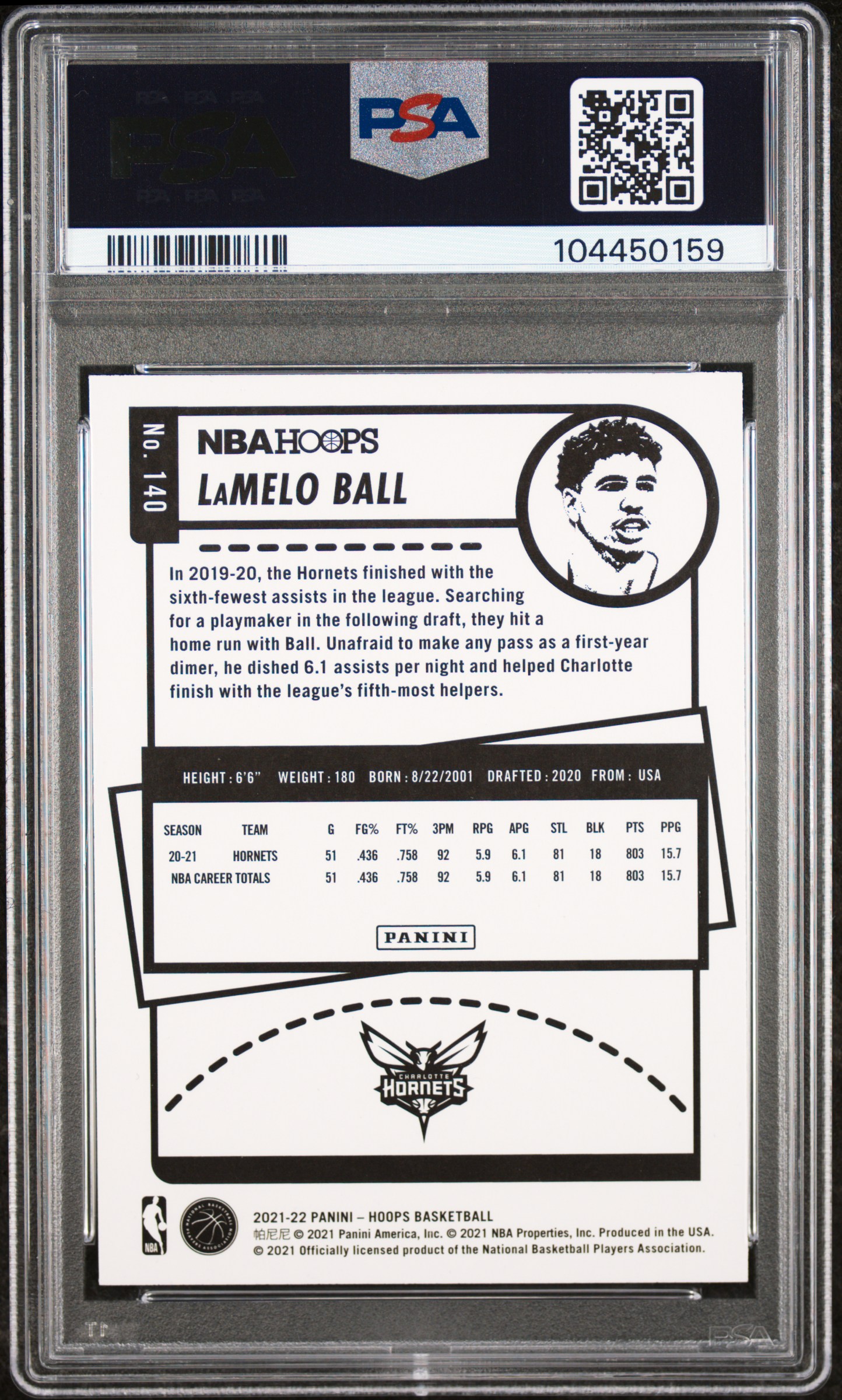 2021 Panini Nba Hoops Lamelo Ball #140 (Teal Explosion) Gem Mt 10 back