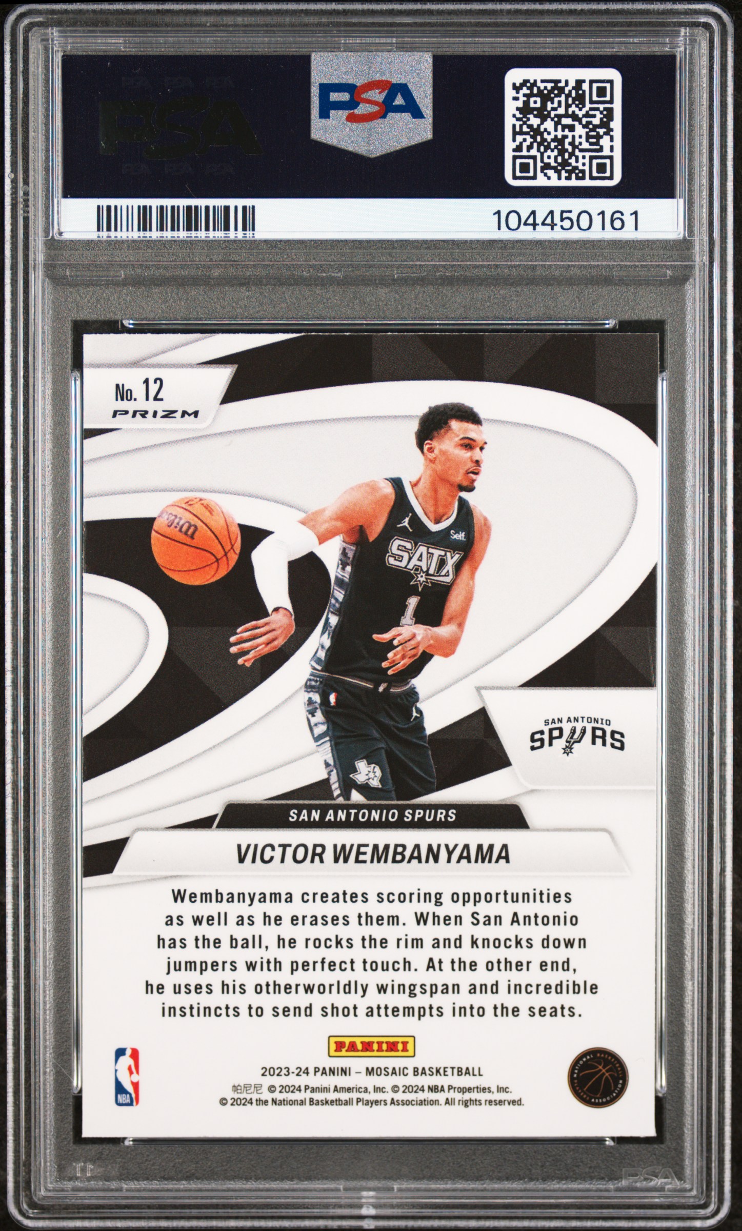 2023 Panini Mosaic Give And Go Victor Wembanyama #12 (Give And Go-Green) Gem Mt 10 back