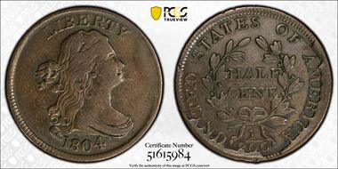 1804 1/2C C-6, Spiked Chin VF35BN