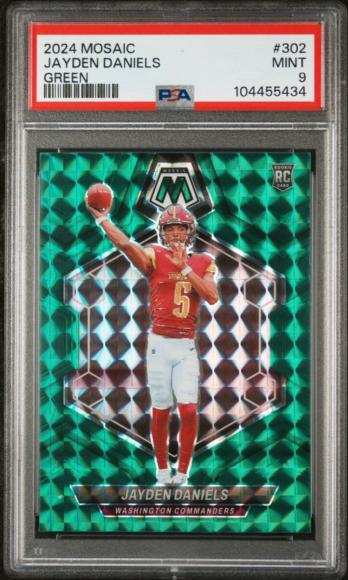 2024 Panini Mosaic Jayden Daniels #302 (Green) Mint 9 front