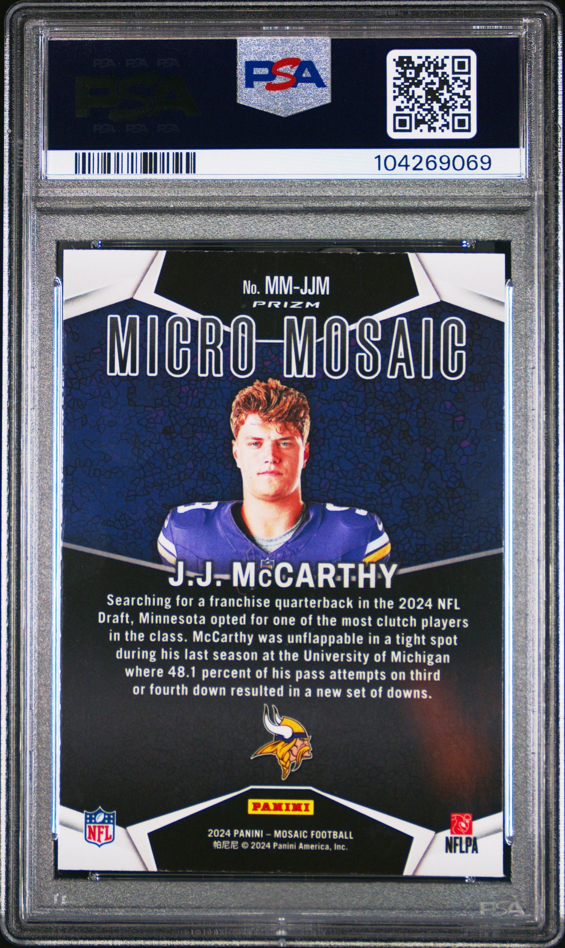 2024 Panini Mosaic Micro Mosaic Jj Mccarthy #Mmjjm Mint 9 back