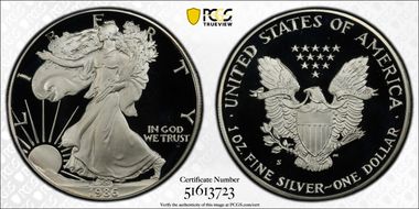 1986-S $1 Silver Eagle PR70DCAM