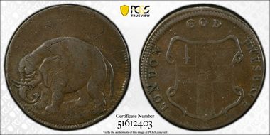 (1694) Token Elephant, Thick Planchet XF40BN
