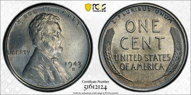 1943-D 1C MS67+ 
