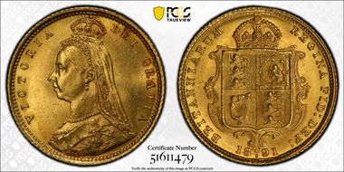 1891-S 1/2 Sov S-3871D Without J.E.B. MS62