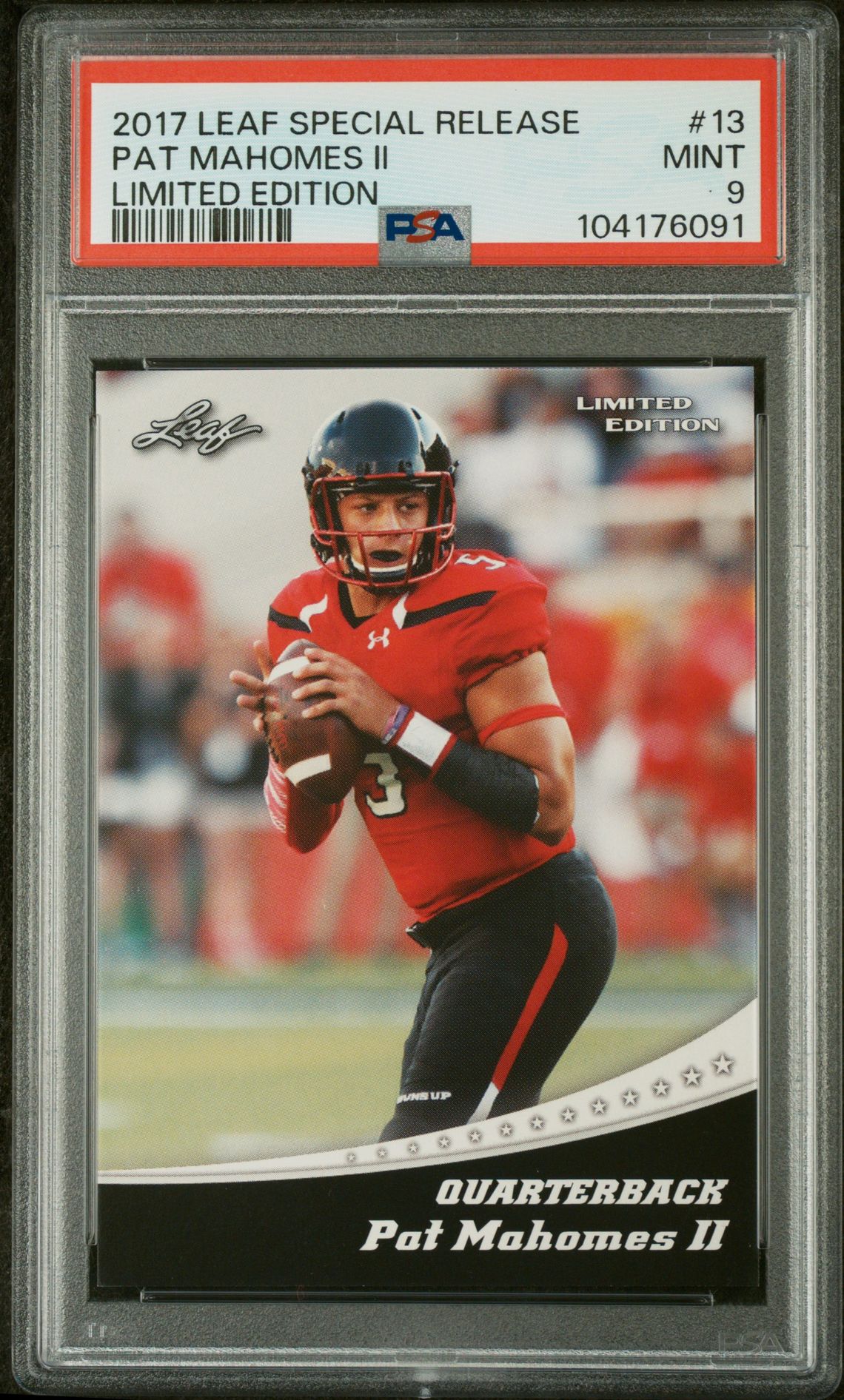 2017 Leaf Special Release Limited Edition Pat Mahomes Ii #13 (Limited Edition) Mint 9 front