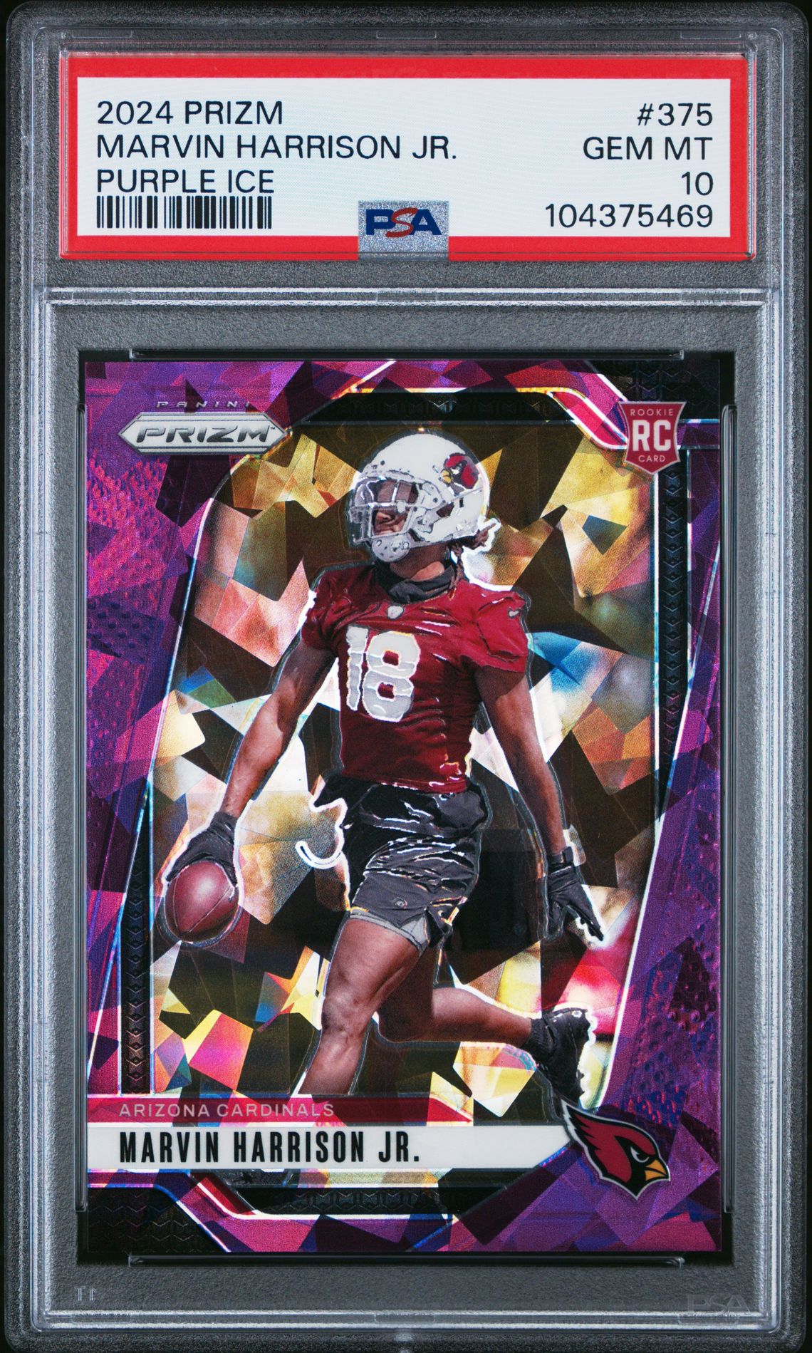 2024 Panini Prizm Marvin Harrison Jr. #375 (Purple Ice) Gem Mt 10 front