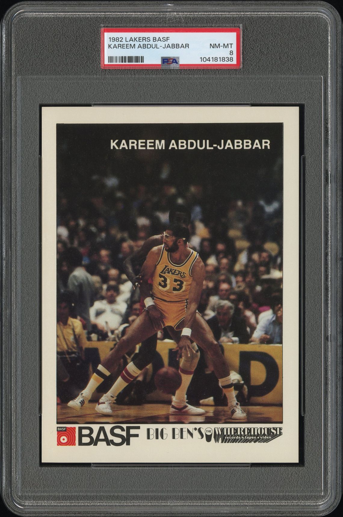 1982 LAKERS BASF Kareem Abdul-Jabbar front