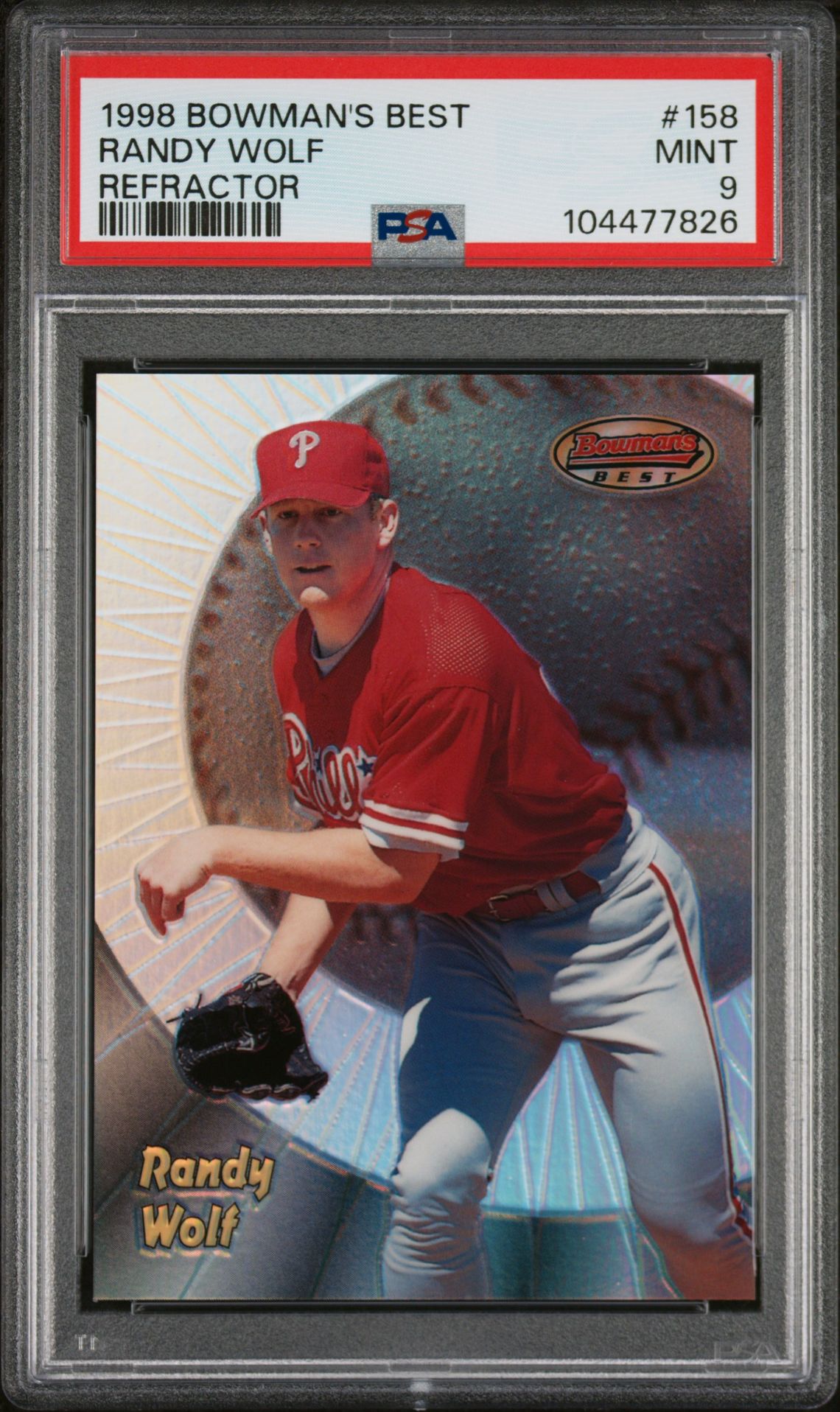 1998 Bowman BOWMAN'S BEST REFRACTOR #158 Randy Wolf front