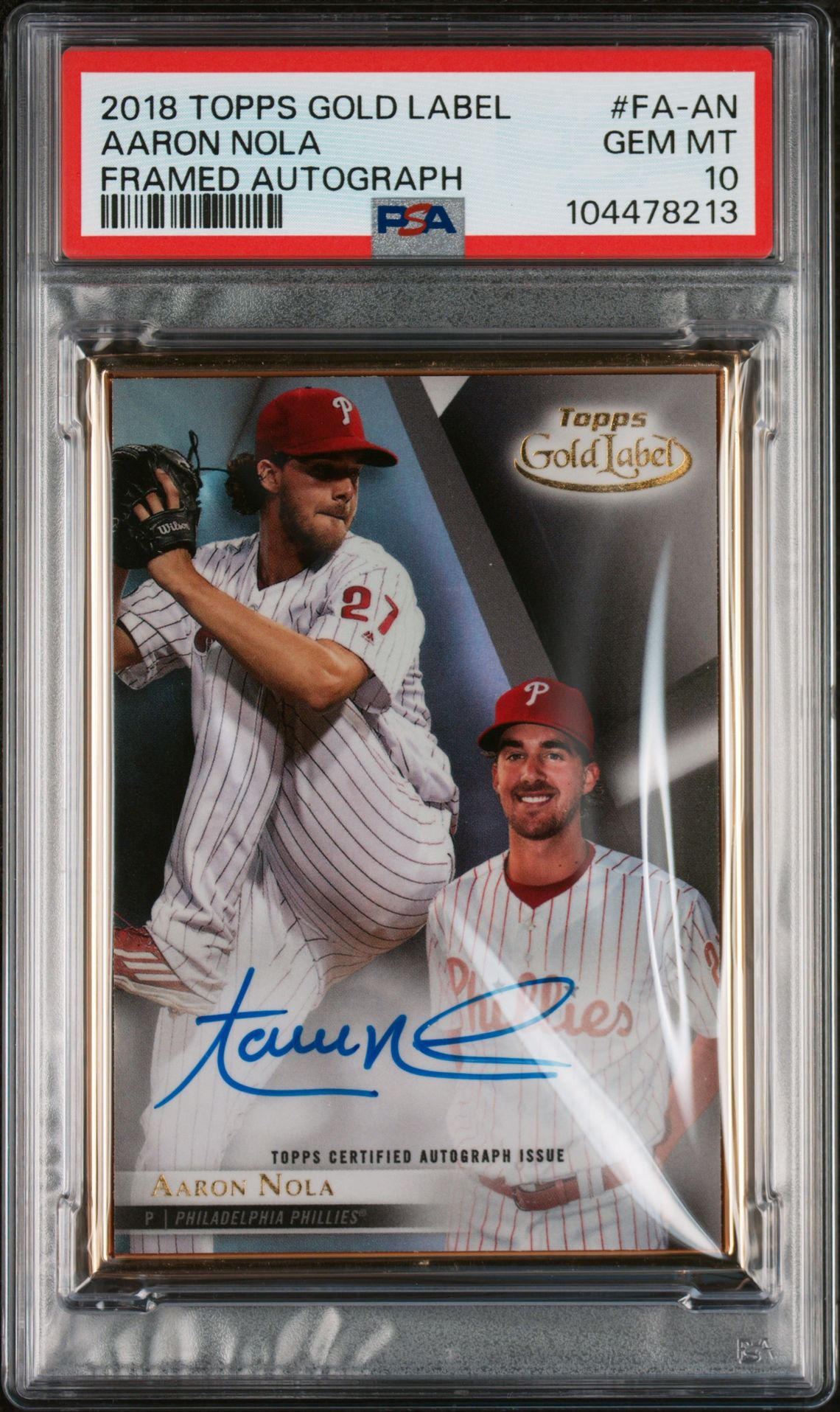 2018 Topps TOPPS GOLD LABEL FRAMED AUTOGRAPH #FA-AN Aaron Nola front